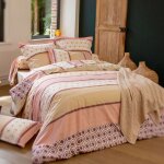 Linnea - housse de couette 100% coton inouk rose / beige 140x200 cm