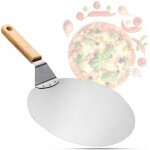[jamais utilis�] vente de liquidation : pelle � pizza en acier inoxydable avec manche en bois, poussoir ...
