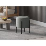 Deco in paris - pouf design en tissu bouclette gris et pieds en m�tal noir liren