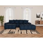 Lisa design - adelaide - pouf en tissu textur� - bleu