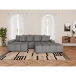 Lisa design - adelaide - pouf en tissu textur� - gris