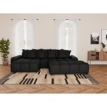 Lisa design - adelaide - pouf en tissu textur� - noir