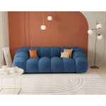 Lisa design - ava - canap� 3 places bubble en velours textur� - bleu