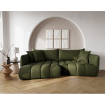 Lisa design - cassiopee - canap� d'angle gauche 4 places en tissu textur� - vert
