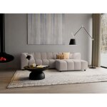 Lisa design - curtis - canap� d'angle droit 4 places avec accoudoir en tissu textur� - beige