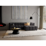 Lisa design - curtis - canap� d'angle droit 4 places avec accoudoir en tissu textur� - gris fonc�