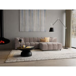 Lisa design - curtis - canap� d'angle droit 4 places avec accoudoir en tissu textur� - taupe