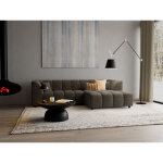 Lisa design - curtis - canap� d'angle droit 4 places avec accoudoir en tissu textur� - vert olive