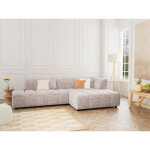 Lisa design - curtis - canap� d'angle droit 4 places sans accoudoir en tissu textur� - taupe