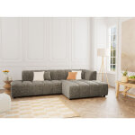 Lisa design - curtis - canap� d'angle droit 4 places sans accoudoir en tissu textur� - vert olive