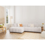 Lisa design - curtis - canap� d'angle gauche 4 places sans accoudoir en tissu textur� - beige