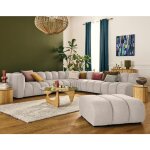 Lisa design - debbie - canap� modulable d'angle droit 5 places en tissu textur� - beige