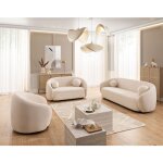 Lisa design - flore - fauteuil en tissu bouclette - beige