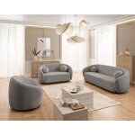Lisa design - flore - fauteuil en tissu bouclette - gris