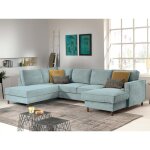 Lisa design - jake - canap panoramique d'angle gauche - convertible avec coffre - 7 places - en velours ...