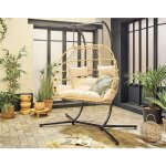 Lisa design - mirella - fauteuil suspendu 2 places - naturel et coussins beiges Lisa design - mirella - fauteuil suspendu 2 places - naturel et coussins beiges