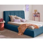 Lisa design - onyx - lit coffre - 180x200 cm - en velours c�tel� - sommier inclus - bleu