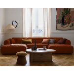 Lisa design - ray - canap� panoramique en u 7 places en tissu textur� - rouille
