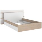 Vente - unique - lit 140 x 190 / 200 cm avec 4 tiroirs - coloris : naturel et blanc - tilonide