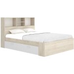 Lit 140 x 190 cm avec rangements - coloris : naturel et blanc - vardiel