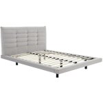 Vente - unique - lit 140 x 190 cm avec tte de lit capitonne - velours - gris - nisatio