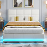 Lit 140 x 190 avec sommier, lit double 140x190, lit 140, lit moderne avec rangement, t�te de lit ajustable, ...