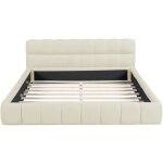 Lit 140 x 190 avec tte de lit et sommier, lit double rembourr lit au sol, cadre de lit 140x190 avec ...