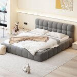 Eifson - lit 140x190 cm, lit double 140x190 cm, avec dossier moelleux, cadre rembourr, sommier  lattes, ...