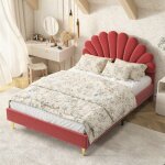 Lit 140x190 cm, lit double 140x190 cm, avec sommier � lattes, lit princesse avec t�te de lit en forme ...