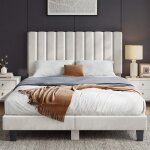 Lit 140x190 cm inre, avec t�te de lit en tissu, lit double capitonn� avec sommier � lattes, lit adulte ...