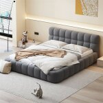 Lit 140x190 avec sommier  lattes en bois massif, lin, adapt aux enfants, adolescents, lit adulte, lit ...