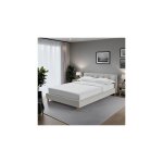 M&s - lit 140x190 cm avec t�te de lit en tissu chin� beige et pieds bois