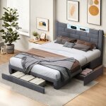 Sureh - lit 140x200 avec 3 tiroirs, lit tiroirs avec led rglable, lit adulte 140x200 cm, lit double ...