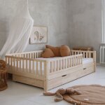 Petits - meubles - lit 140x200 barrière sommier et tiroir inclus agnès bois Petits - meubles - lit 140x200 barrière sommier et tiroir inclus agnès bois
