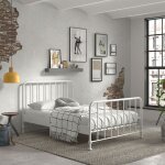 Petits - meubles - lit 140x200 cm avec sommier en métal blanc - bergen Petits - meubles - lit 140x200 cm avec sommier en métal blanc - bergen