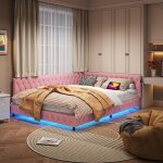 Lit 140x200cm - lit double / lit adulte - cadre de lit avec sommier, led et ports usb / type - c int�gr�s ...