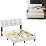 Lit 160�200 cm, rembourr� avec sommier � lattes et t�te capitonn�e, cadre de lit capitonn�e, facile � ...