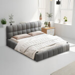 Lit 160 x 200 cm � sommier, lit double avec t�te et c�t�s rembourr�s, lit capitonn� lit 2 places, lit ...
