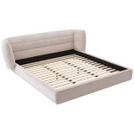 Vente - unique - lit 160 x 200 cm avec tte de lit incurve - tissu bouclette - beige - larumo de maison ...