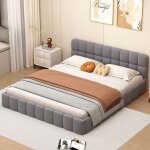 Lit 160 x 200 avec sommier � lattes, lit double capitonn� 160 x 200 avec dossier moelleux, bordure rembourr�e, ...