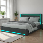 Lit 160 x 200cm, lit 2 places 160x200 cm avec 4 tiroirs, lit capitonn� avec port usb et led, lit au sol ...