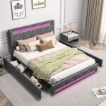 Pergar - lit 160x200, lit adult 160 x 200, lit double avec quatre tiroirs de rangement, bande lumineuse ... Pergar - lit 160x200, lit adult 160 x 200, lit double avec quatre tiroirs de rangement, bande lumineuse ...