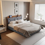 Lit 160x200 cm, lit double adulte, lit capitonn� velours, lit coffre, 4 tiroirs extra - larges, t�te ...