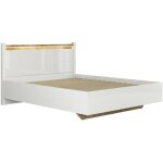 Petits - meubles - lit 160x200 avec led helios blanc laqu et bois