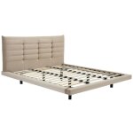 Vente - unique - lit 180 x 200 cm avec tte de lit capitonne - velours - beige - nisatio