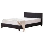 Lit 2 places 160x200 cm melbourne simili cuir noir sommier inclus