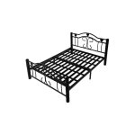 Homy france - lit 2 places 160x200 cm mtal hercule solide noir sommier inclus