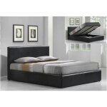 Lit coffre 2 places bastien simili cuir noir 140x190 cm sommier inclus