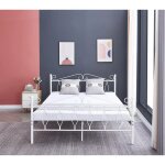 Homy france - lit 2 places julie 140x190 cm mtal blanc sommier inclus