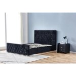 Homy france - lit 2 places prestige noir 160x200 + sommier intgr - noir